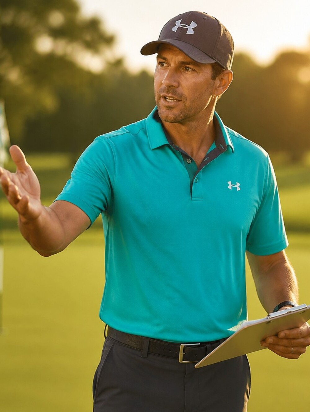Men's XL UA Tech Polo Turquoise Performance Shirt HeatGear Golf Work Uniform Top